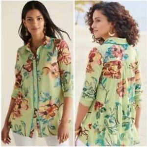 Soft Surrounding Elena In Margarita Floral Button Down Tunic M EUC